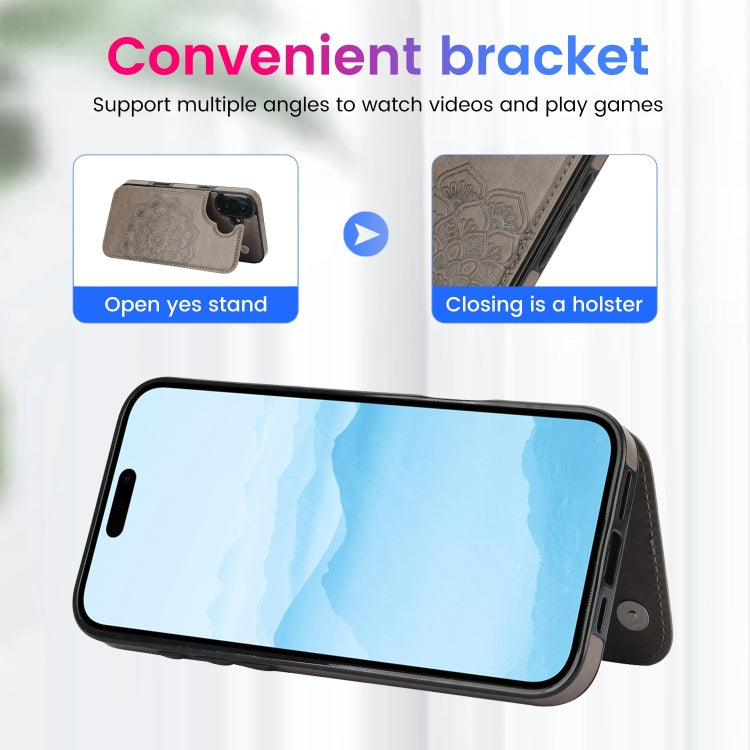 Double Buckle Mandala Leather Wallet Back Cover Phone Case