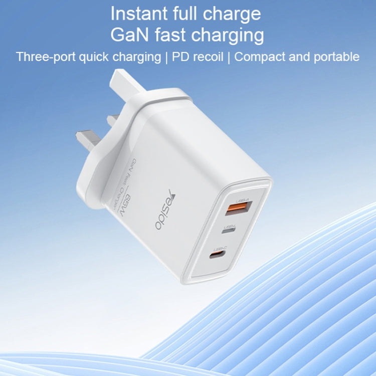 Chargeur rapide USB 65 W Yesido YC89 Type-C, GaN inversé 8 broches, avec câble Type-C vers 8 broches, YC89