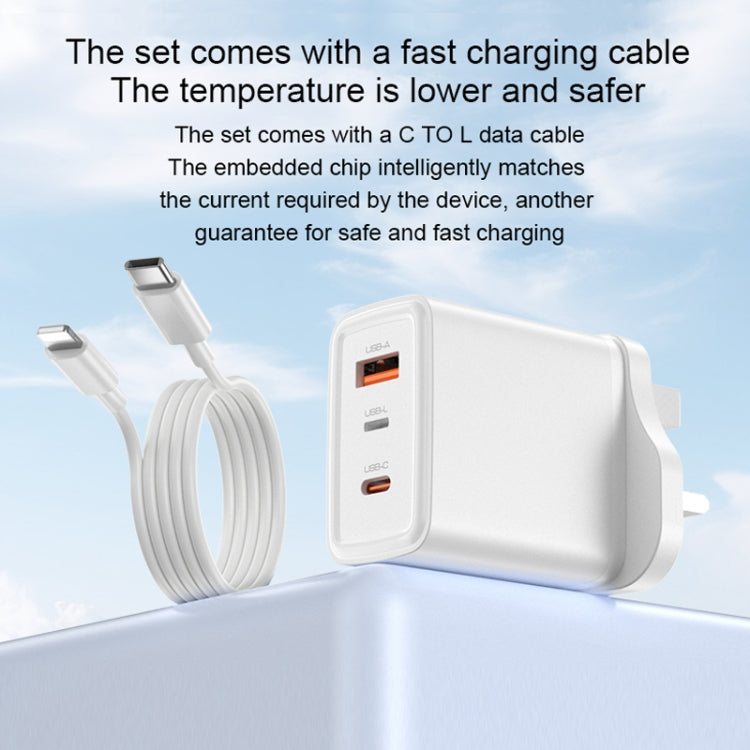 Chargeur rapide USB 65 W Yesido YC89 Type-C, GaN inversé 8 broches, avec câble Type-C vers 8 broches, YC89