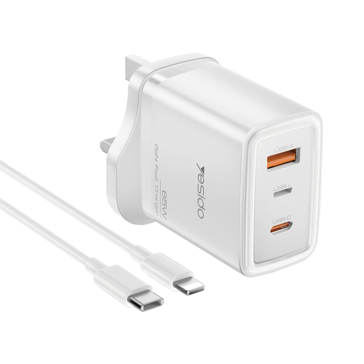 Chargeur rapide USB 65 W Yesido YC89 Type-C, GaN inversé 8 broches, avec câble Type-C vers 8 broches, YC89