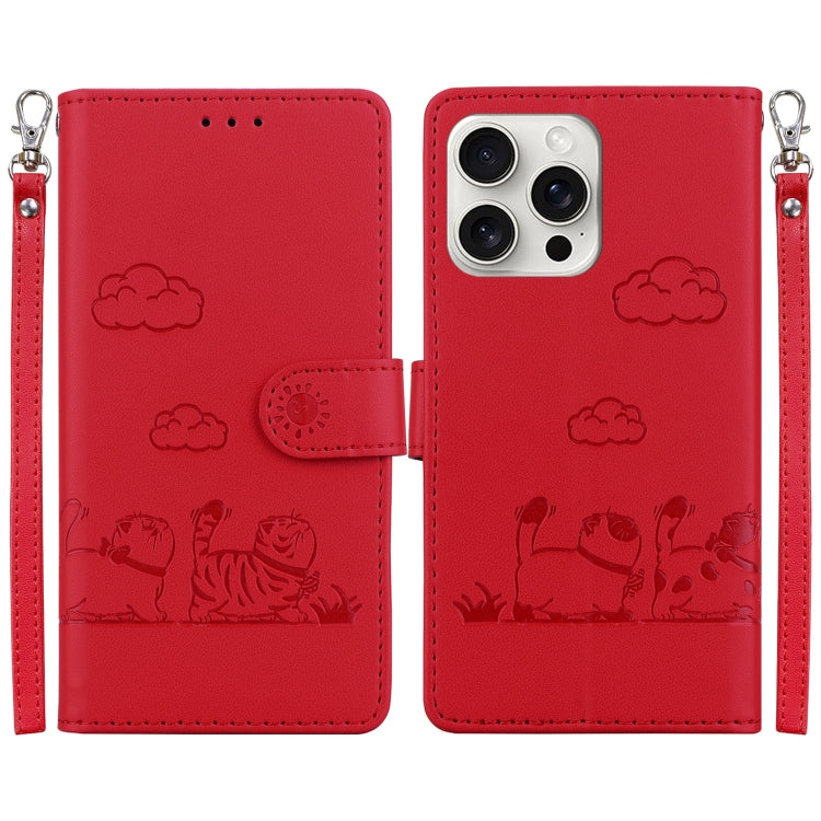 Cute Cats RFID Leather Phone Case, iPhone 16e, For iPhone 16 Pro Max, For iPhone 16 Pro, For iPhone 16 Plus