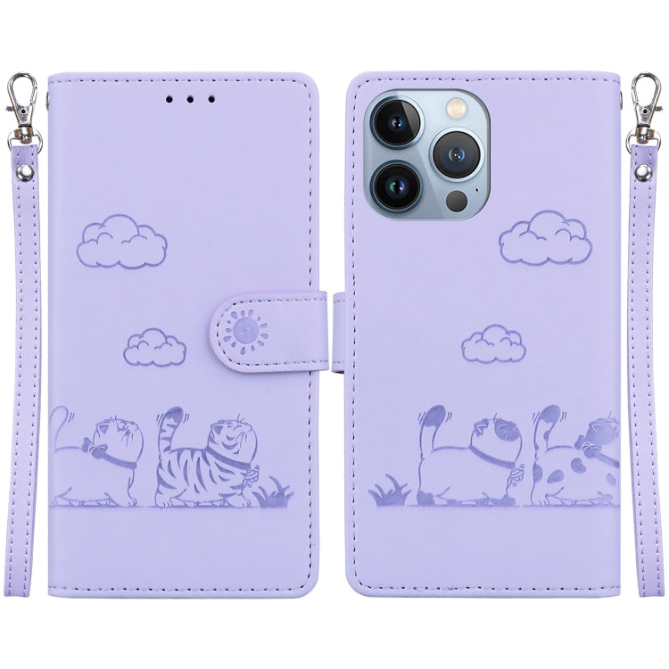 Cute Cats RFID Leather Phone Case, For iPhone 16, For iPhone 15 Pro Max, For iPhone 15 Pro, For iPhone 15 Plus