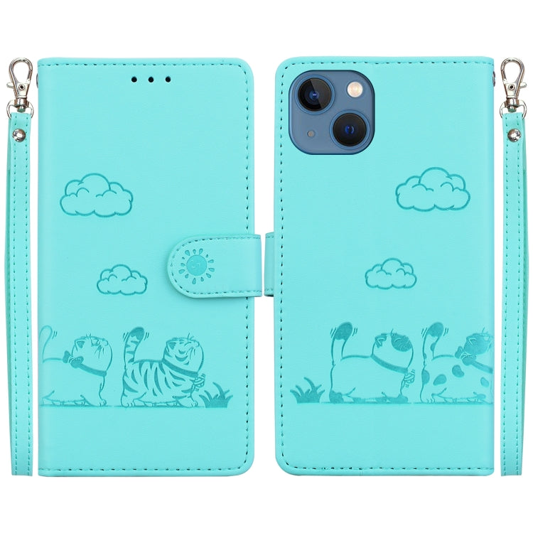 Cute Cats RFID Leather Phone Case, For iPhone 15, For iPhone 14 Plus, For iPhone 14, For iPhone 14 Pro