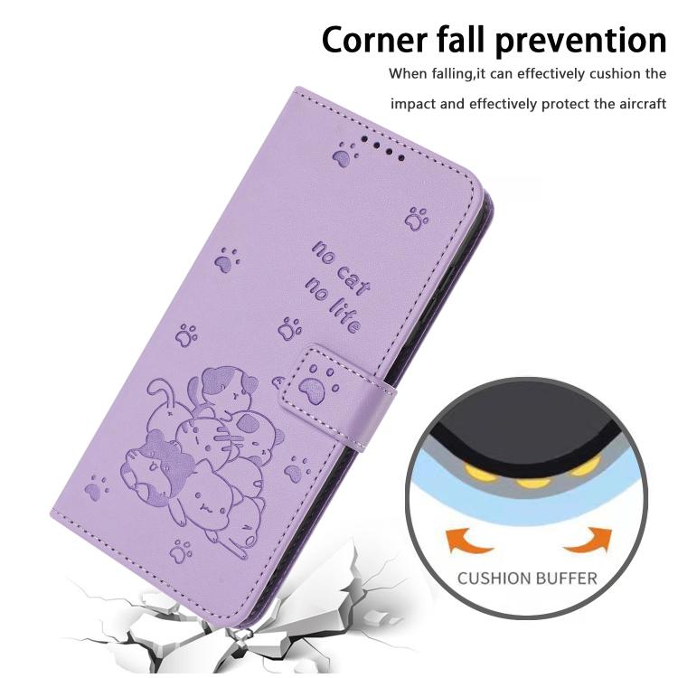 Embossed Kitten Phone Leather Case with Lanyard, For iPhone 17 Pro Max, For iPhone 17 Pro, For iPhone 17, For iPhone 17 Air