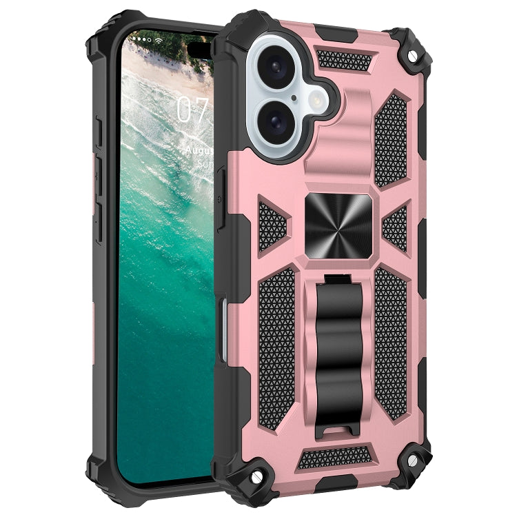Armor Shockproof TPU + PC Magnetic Phone Case with Holder, For iPhone 16 Plus, For iPhone 16