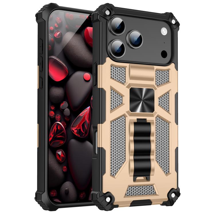 Armor Shockproof TPU + PC Magnetic Phone Case with Holder, For iPhone 18 Pro / 17 Pro, For iPhone 18 Pro Max / 17 Pro Max, For iPhone 16 Pro Max, For iPhone 16 Pro