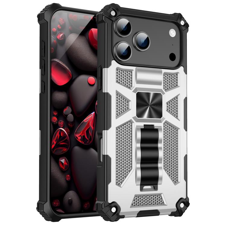 Armor Shockproof TPU + PC Magnetic Phone Case with Holder, For iPhone 18 Pro / 17 Pro, For iPhone 18 Pro Max / 17 Pro Max, For iPhone 16 Pro Max, For iPhone 16 Pro
