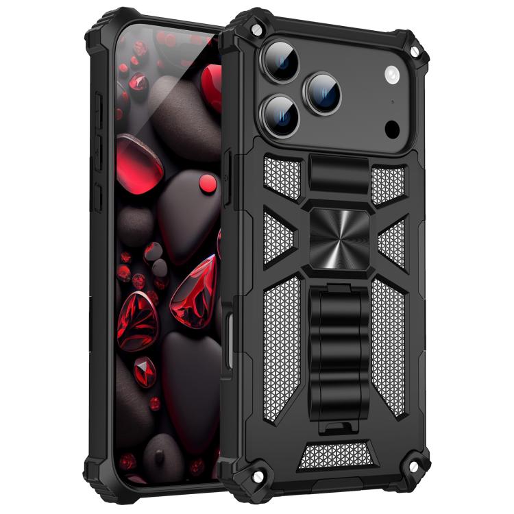 Armor Shockproof TPU + PC Magnetic Phone Case with Holder, For iPhone 18 Pro / 17 Pro, For iPhone 18 Pro Max / 17 Pro Max, For iPhone 16 Pro Max, For iPhone 16 Pro