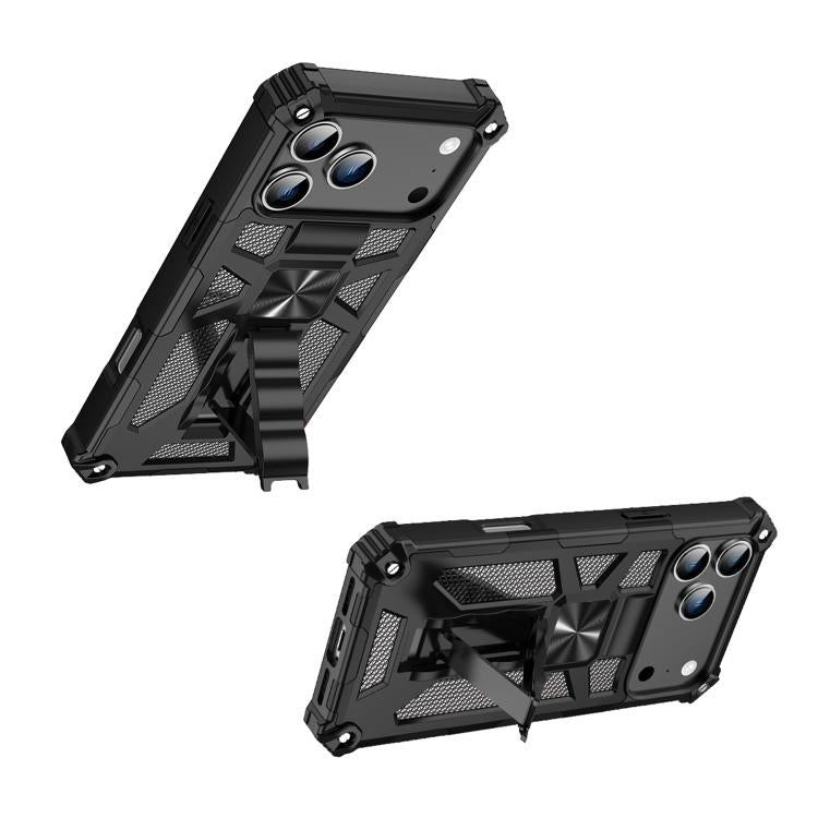 Armor Shockproof TPU + PC Magnetic Phone Case with Holder, For iPhone 18 Pro / 17 Pro, For iPhone 18 Pro Max / 17 Pro Max, For iPhone 16 Pro Max, For iPhone 16 Pro