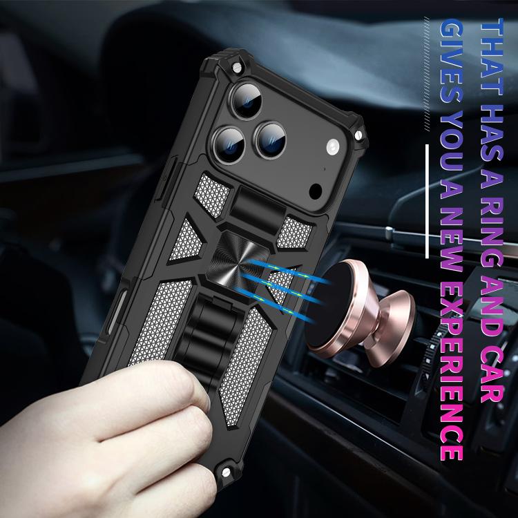 Armor Shockproof TPU + PC Magnetic Phone Case with Holder, For iPhone 18 Pro / 17 Pro, For iPhone 18 Pro Max / 17 Pro Max, For iPhone 16 Pro Max, For iPhone 16 Pro