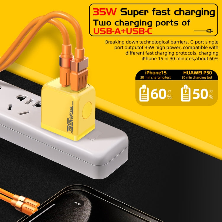 M167 PD 35W Type-C and USB QC 3.0 Fast Charger, EU Plug, US Plug