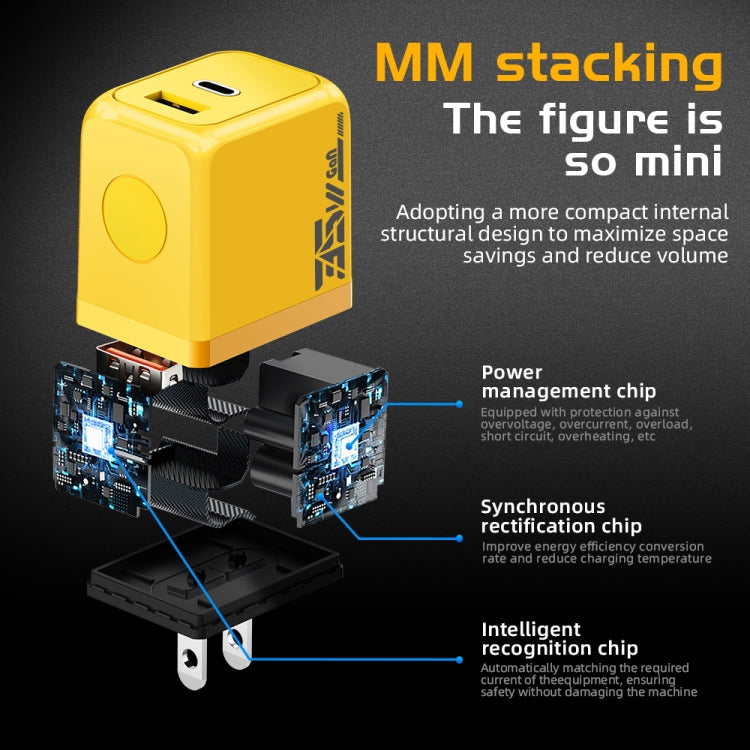 M167 PD 35W Type-C and USB QC 3.0 Fast Charger, EU Plug, US Plug