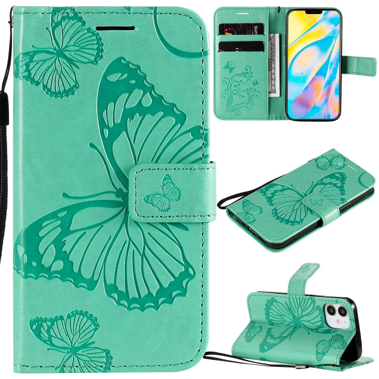 3D Butterfly Embossed Pattern Horizontal Flip Leather Case with Holder & Card Slot & Wallet & Lanyard, For LG G9, For iPhone 12 mini, For iPhone 12 / 12 Pro