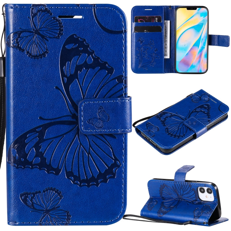 3D Butterfly Embossed Pattern Horizontal Flip Leather Case with Holder & Card Slot & Wallet & Lanyard, For LG G9, For iPhone 12 mini, For iPhone 12 / 12 Pro