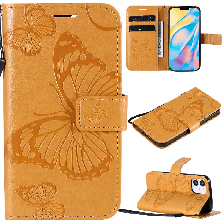 3D Butterfly Embossed Pattern Horizontal Flip Leather Case with Holder & Card Slot & Wallet & Lanyard, For LG G9, For iPhone 12 mini, For iPhone 12 / 12 Pro