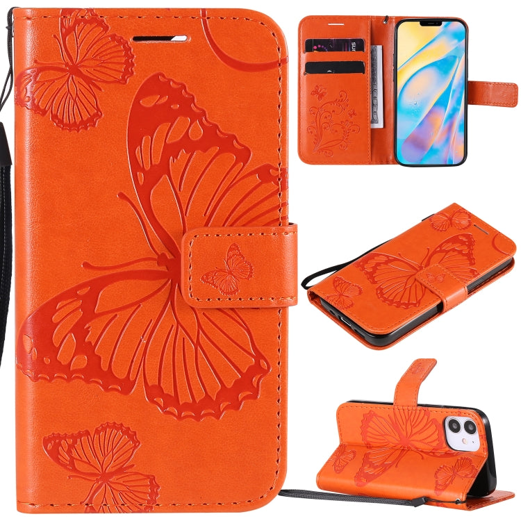 3D Butterfly Embossed Pattern Horizontal Flip Leather Case with Holder & Card Slot & Wallet & Lanyard, For LG G9, For iPhone 12 mini, For iPhone 12 / 12 Pro