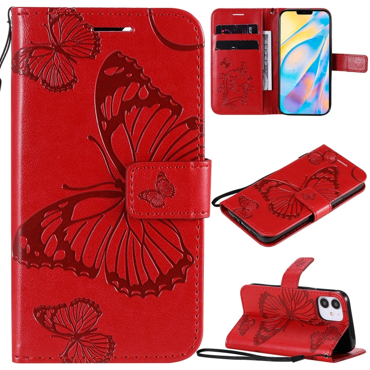 3D Butterfly Embossed Pattern Horizontal Flip Leather Case with Holder & Card Slot & Wallet & Lanyard, For LG G9, For iPhone 12 mini, For iPhone 12 / 12 Pro