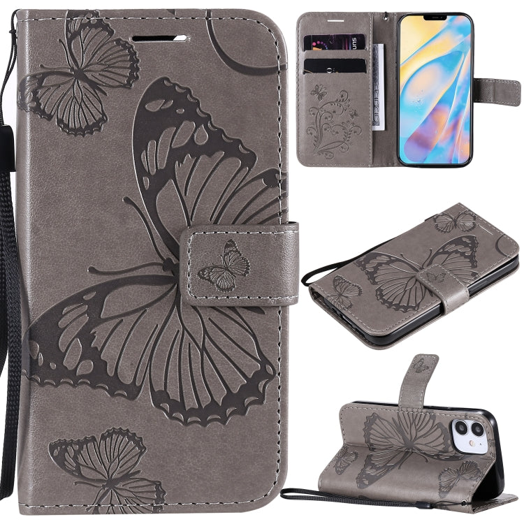 3D Butterfly Embossed Pattern Horizontal Flip Leather Case with Holder & Card Slot & Wallet & Lanyard, For LG G9, For iPhone 12 mini, For iPhone 12 / 12 Pro