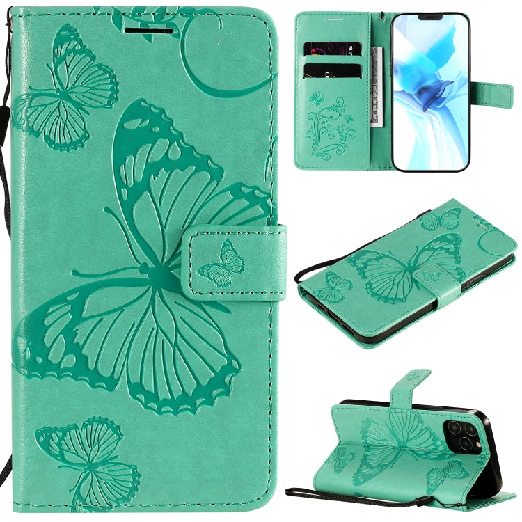 3D Butterfly Embossed Pattern Horizontal Flip Leather Case with Holder & Card Slot & Wallet & Lanyard, For LG G9, For iPhone 12 mini, For iPhone 12 / 12 Pro