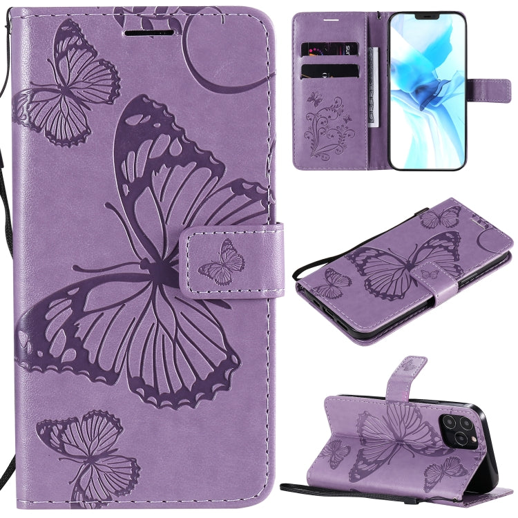 3D Butterfly Embossed Pattern Horizontal Flip Leather Case with Holder & Card Slot & Wallet & Lanyard, For LG G9, For iPhone 12 mini, For iPhone 12 / 12 Pro