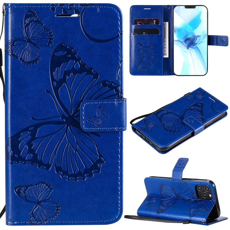 3D Butterfly Embossed Pattern Horizontal Flip Leather Case with Holder & Card Slot & Wallet & Lanyard, For LG G9, For iPhone 12 mini, For iPhone 12 / 12 Pro