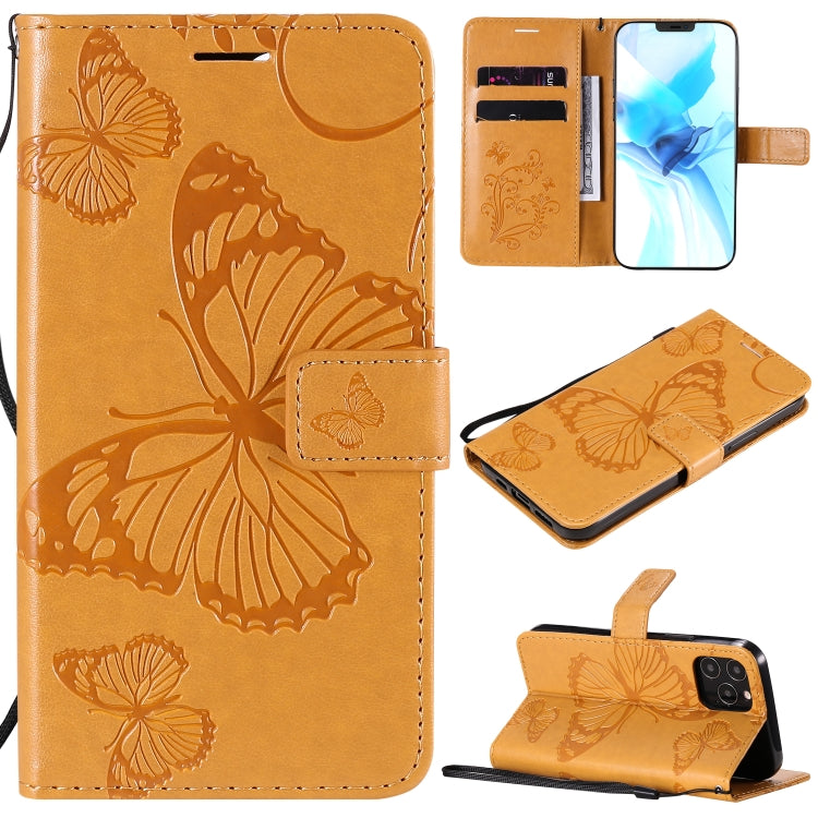 3D Butterfly Embossed Pattern Horizontal Flip Leather Case with Holder & Card Slot & Wallet & Lanyard, For LG G9, For iPhone 12 mini, For iPhone 12 / 12 Pro