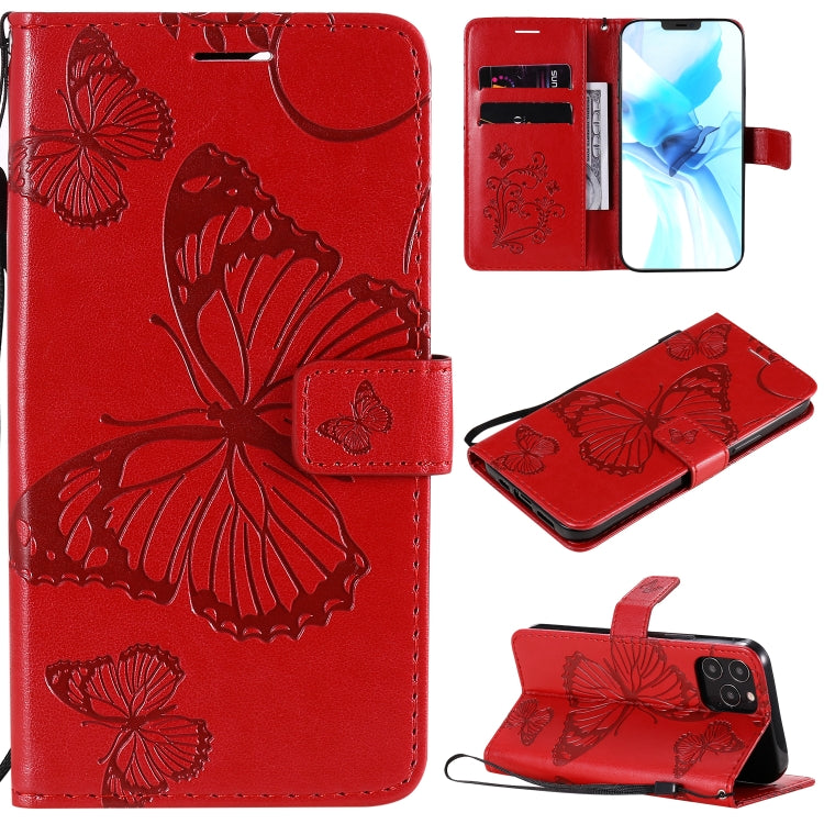 3D Butterfly Embossed Pattern Horizontal Flip Leather Case with Holder & Card Slot & Wallet & Lanyard, For LG G9, For iPhone 12 mini, For iPhone 12 / 12 Pro