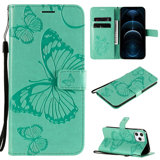 3D butterfly embossed leather flip case for iPhone 12 Pro Max with card holder and lanyard