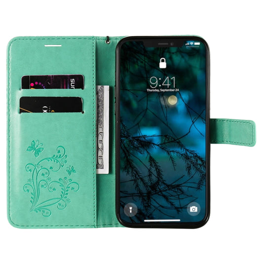 Protective leather case iPhone 12 Pro Max, 3D butterfly motif, built-in stand holder