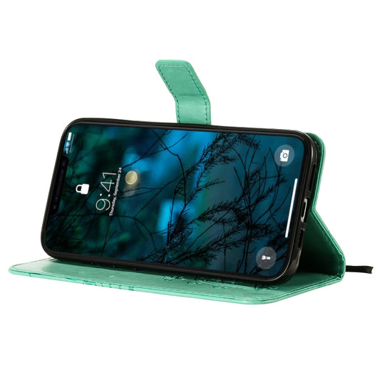 iPhone 12 Pro Max flip wallet case, embossed butterfly design with lanyard attachment