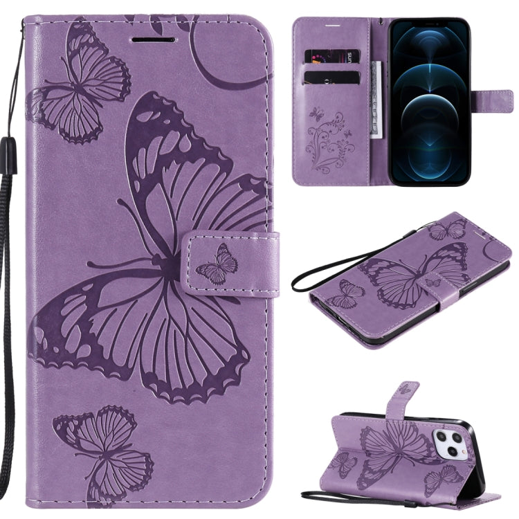 3D Butterfly Embossed Pattern Horizontal Flip Leather Case with Holder & Card Slot & Wallet & Lanyard, For iPhone 12 Pro Max, For LG K41S & K51S, For LG K51