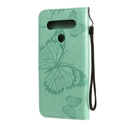 Premium leather case with butterfly embossing, holder stand, and card storage for LG K50S