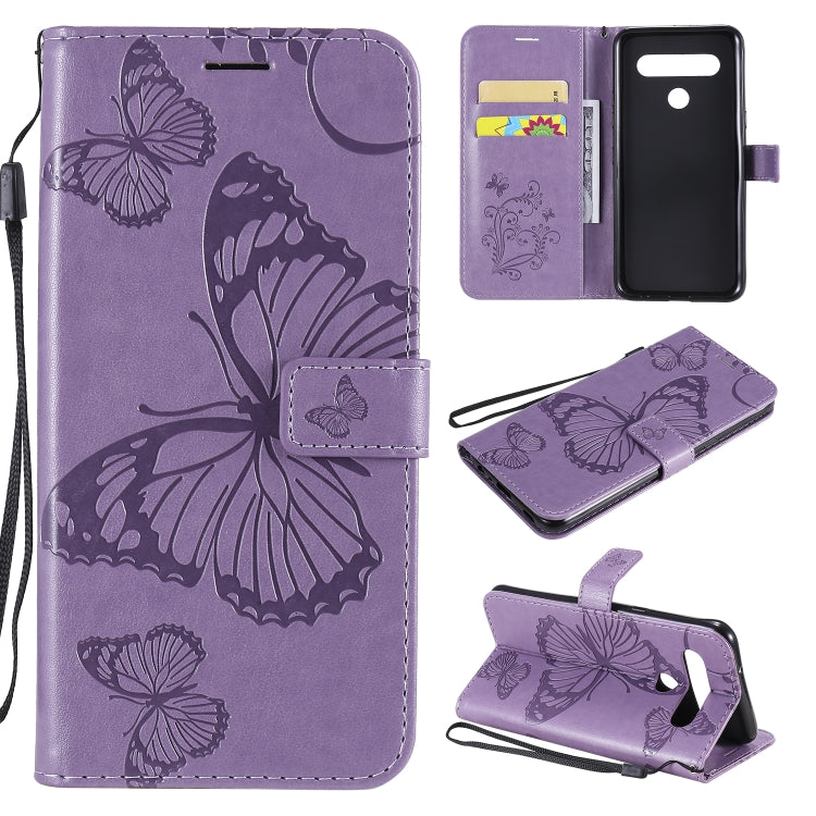 3D Butterfly Embossed Pattern Horizontal Flip Leather Case with Holder & Card Slot & Wallet & Lanyard, For LG K61, For LG Stylo 6, For LG K50S