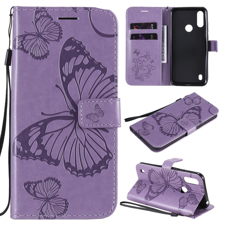 3D Butterfly Embossed Pattern Horizontal Flip Leather Case with Holder & Card Slot & Wallet & Lanyard, For Motorola Moto E6s (2020)