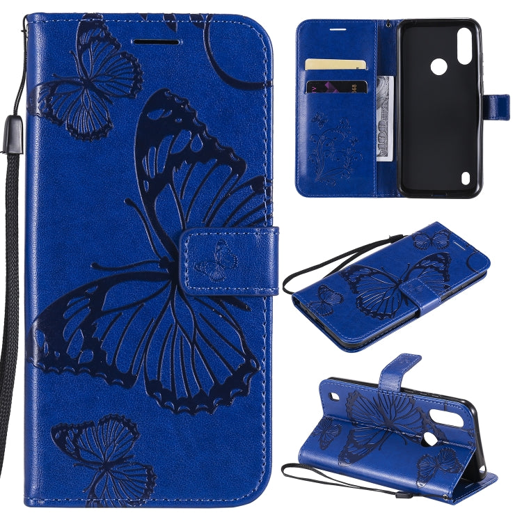 3D Butterfly Embossed Pattern Horizontal Flip Leather Case with Holder & Card Slot & Wallet & Lanyard, For Motorola Moto E6s (2020)