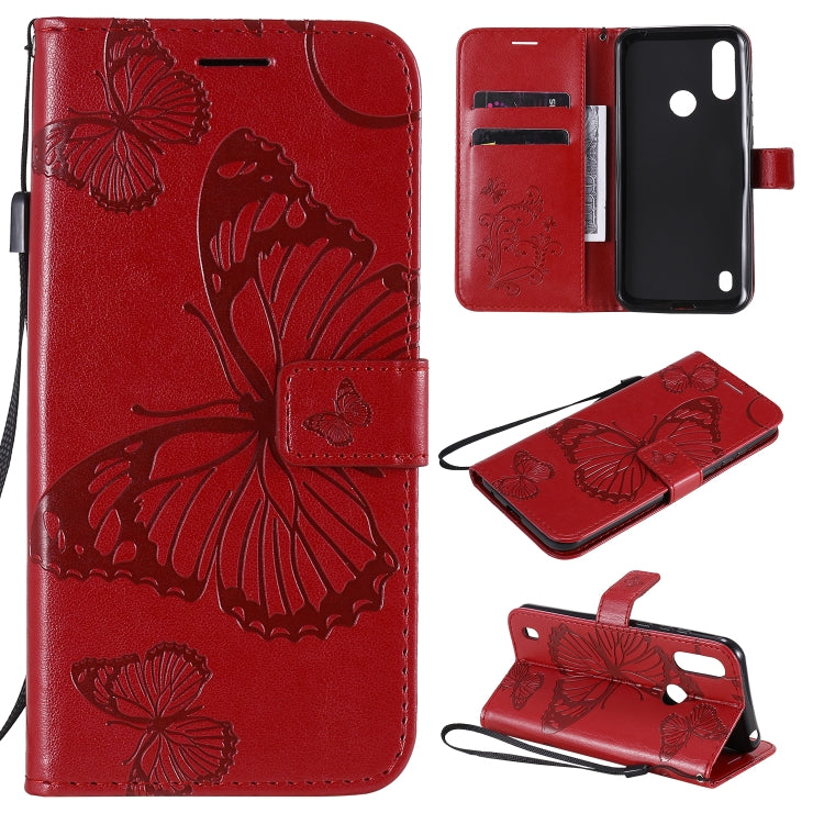 3D Butterfly Embossed Pattern Horizontal Flip Leather Case with Holder & Card Slot & Wallet & Lanyard, For Motorola Moto E6s (2020)