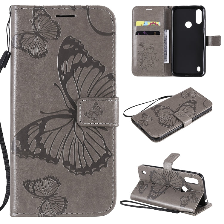 3D Butterfly Embossed Pattern Horizontal Flip Leather Case with Holder & Card Slot & Wallet & Lanyard, For Motorola Moto E6s (2020)