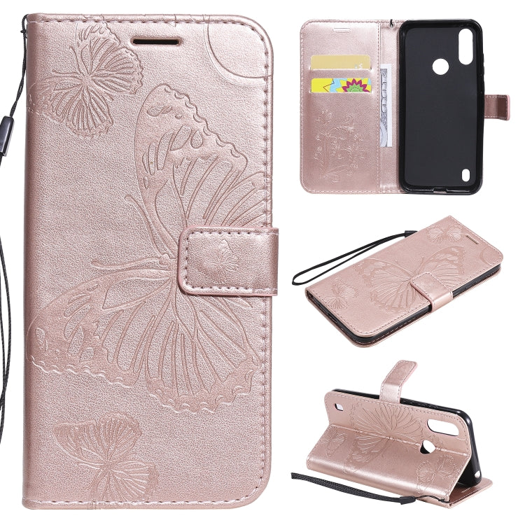 3D Butterfly Embossed Pattern Horizontal Flip Leather Case with Holder & Card Slot & Wallet & Lanyard, For Motorola Moto E6s (2020)