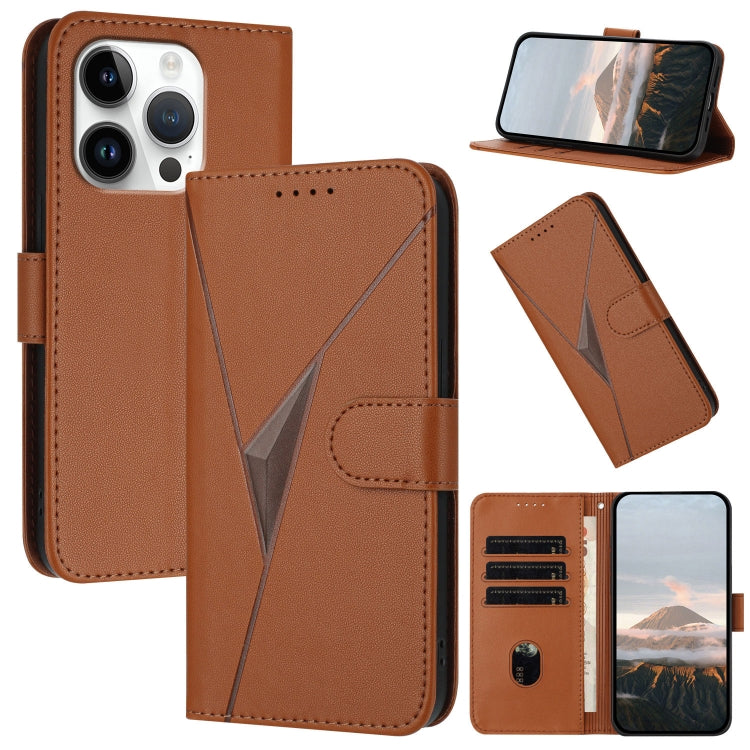 Triangle Pattern Buckle Clasp Leather Phone Case, For iPhone 16 Pro, For iPhone 16 Plus, For iPhone 16