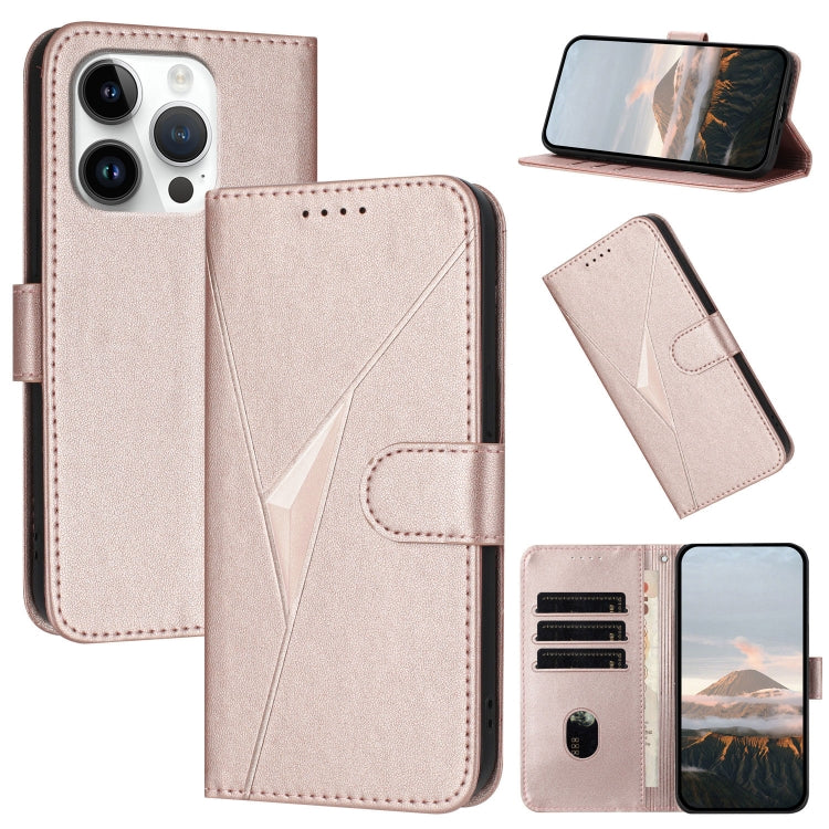 Triangle Pattern Buckle Clasp Leather Phone Case, For iPhone 16 Pro, For iPhone 16 Plus, For iPhone 16