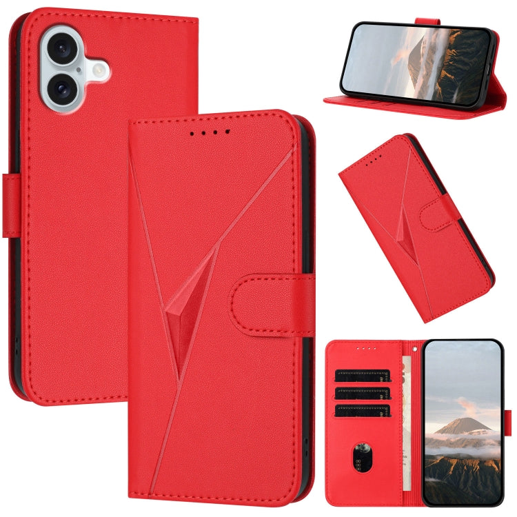Triangle Pattern Buckle Clasp Leather Phone Case, For iPhone 16 Pro, For iPhone 16 Plus, For iPhone 16