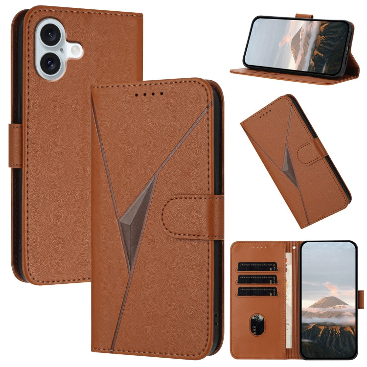 Triangle Pattern Buckle Clasp Leather Phone Case, For iPhone 16 Pro, For iPhone 16 Plus, For iPhone 16