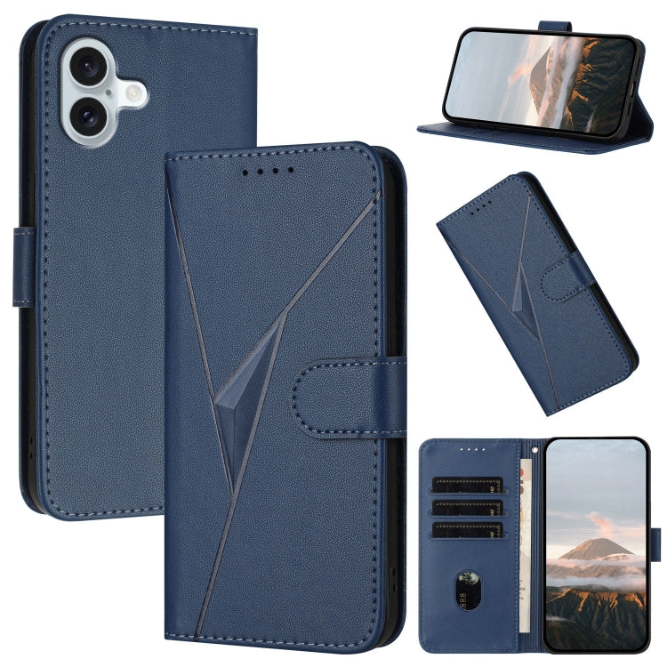 Triangle Pattern Buckle Clasp Leather Phone Case, For iPhone 16 Pro, For iPhone 16 Plus, For iPhone 16