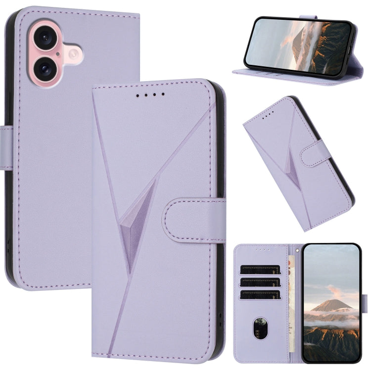 Triangle Pattern Buckle Clasp Leather Phone Case, For iPhone 16 Pro, For iPhone 16 Plus, For iPhone 16
