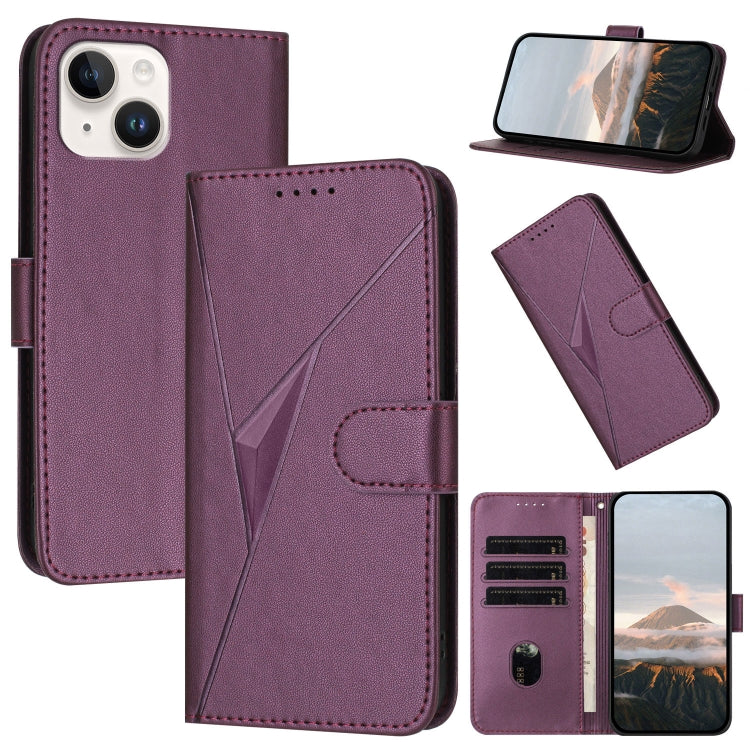 Triangle Pattern Buckle Clasp Leather Phone Case, For iPhone 15, For iPhone 14 Plus, For iPhone 14