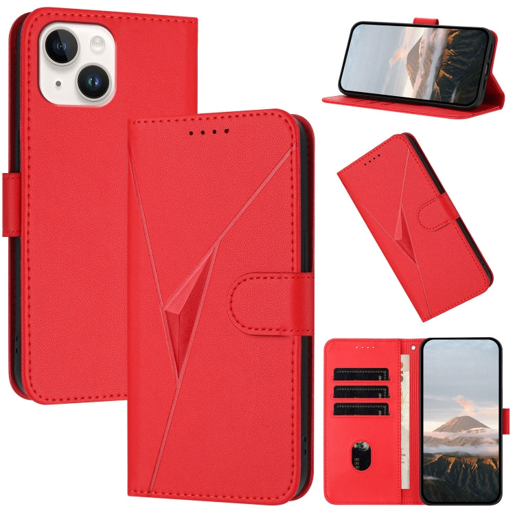 Triangle Pattern Buckle Clasp Leather Phone Case, For iPhone 15, For iPhone 14 Plus, For iPhone 14