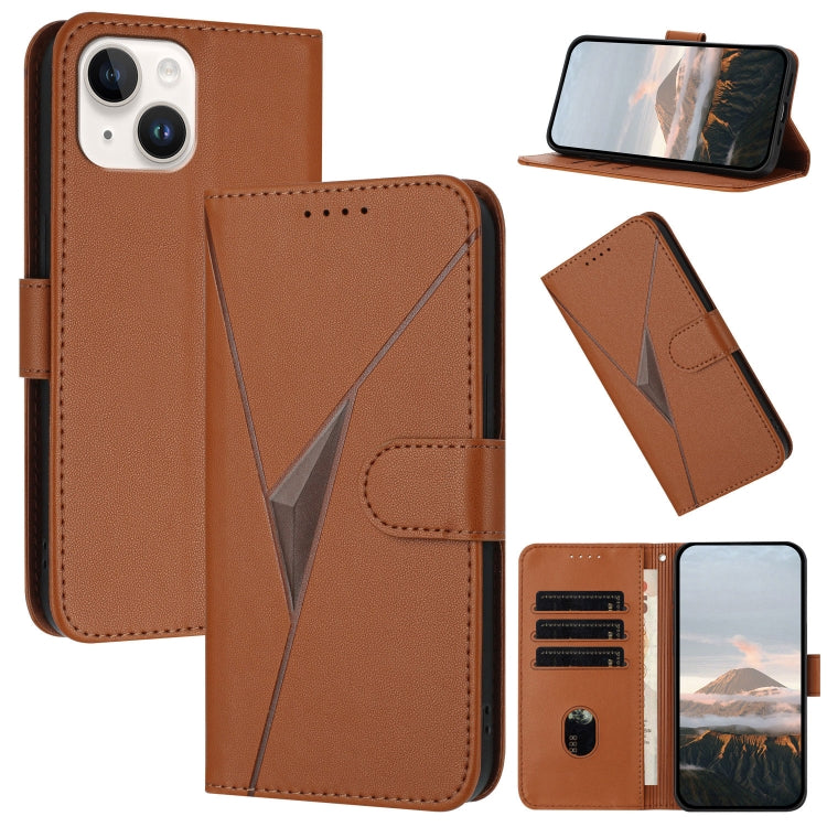 Triangle Pattern Buckle Clasp Leather Phone Case, For iPhone 15, For iPhone 14 Plus, For iPhone 14