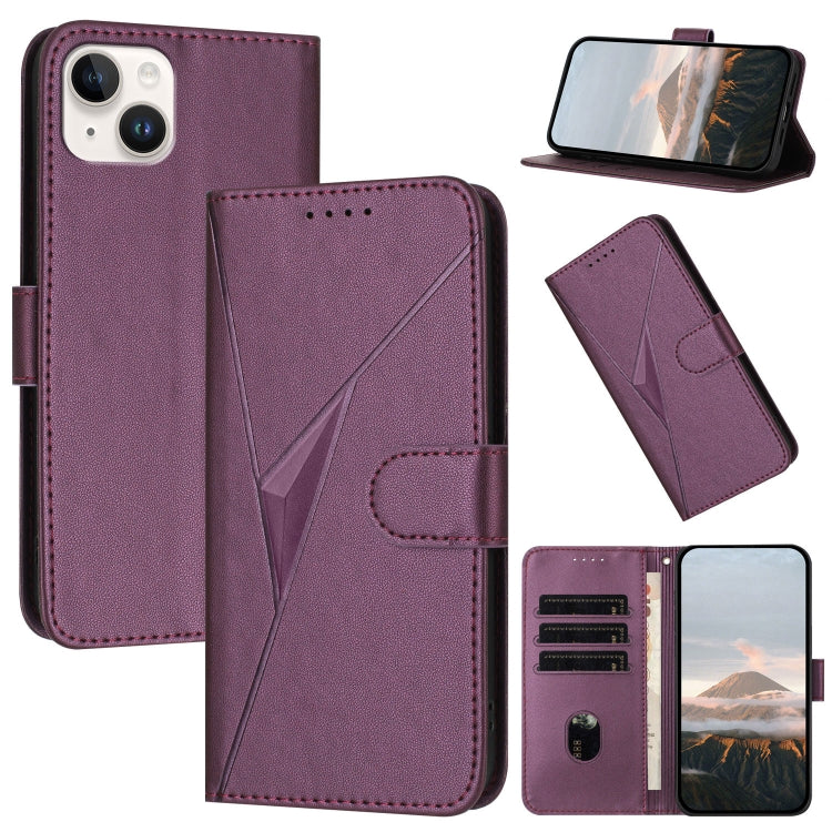 Triangle Pattern Buckle Clasp Leather Phone Case, For iPhone 15, For iPhone 14 Plus, For iPhone 14