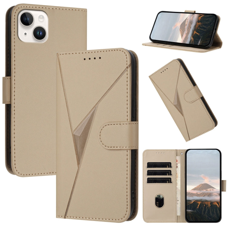 Triangle Pattern Buckle Clasp Leather Phone Case, For iPhone 15, For iPhone 14 Plus, For iPhone 14