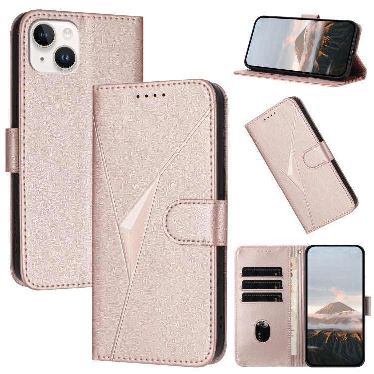Triangle Pattern Buckle Clasp Leather Phone Case, For iPhone 15, For iPhone 14 Plus, For iPhone 14